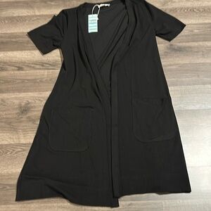 Tickled Teal Women's Cardigan Black Open Long Size medium. NWT